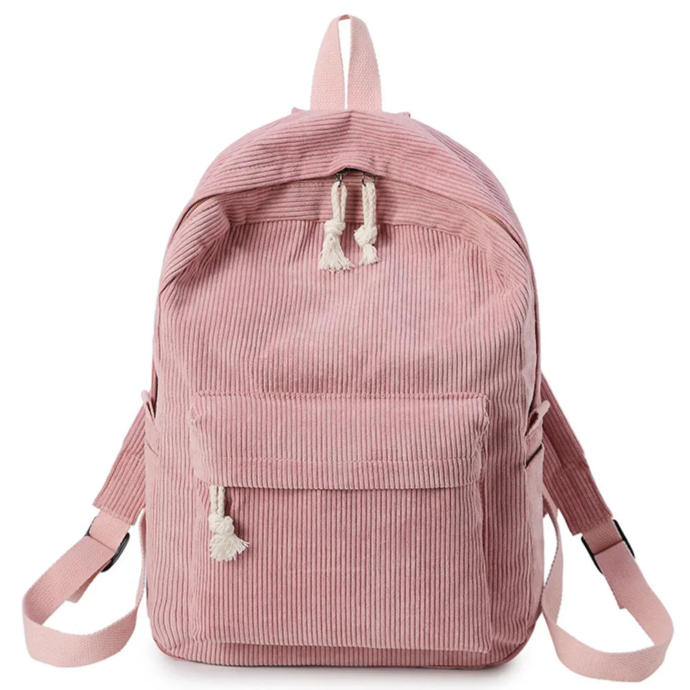 Zaino scuola unisex in velluto a coste, cartella, borsa scuola, zaino casual per scuola e tempo libero