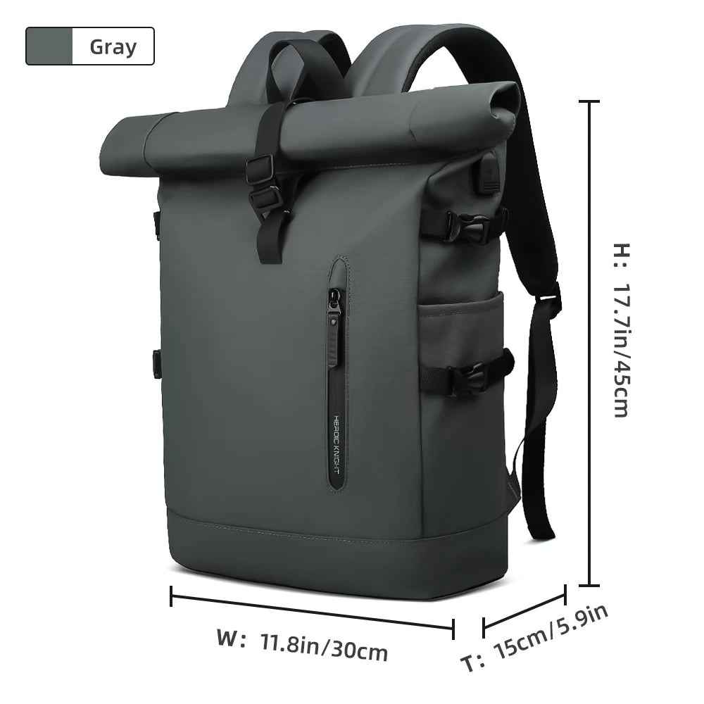 Zaino business uomo roll-top con porta USB e laptop 15.6"