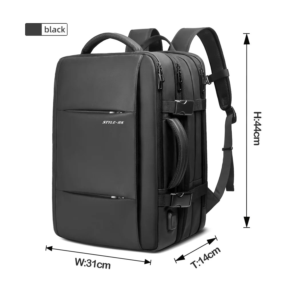 Zaino scuola uomo espandibile con porta USB, zaino business, cartella, borsa scuola, zaino porta PC capiente