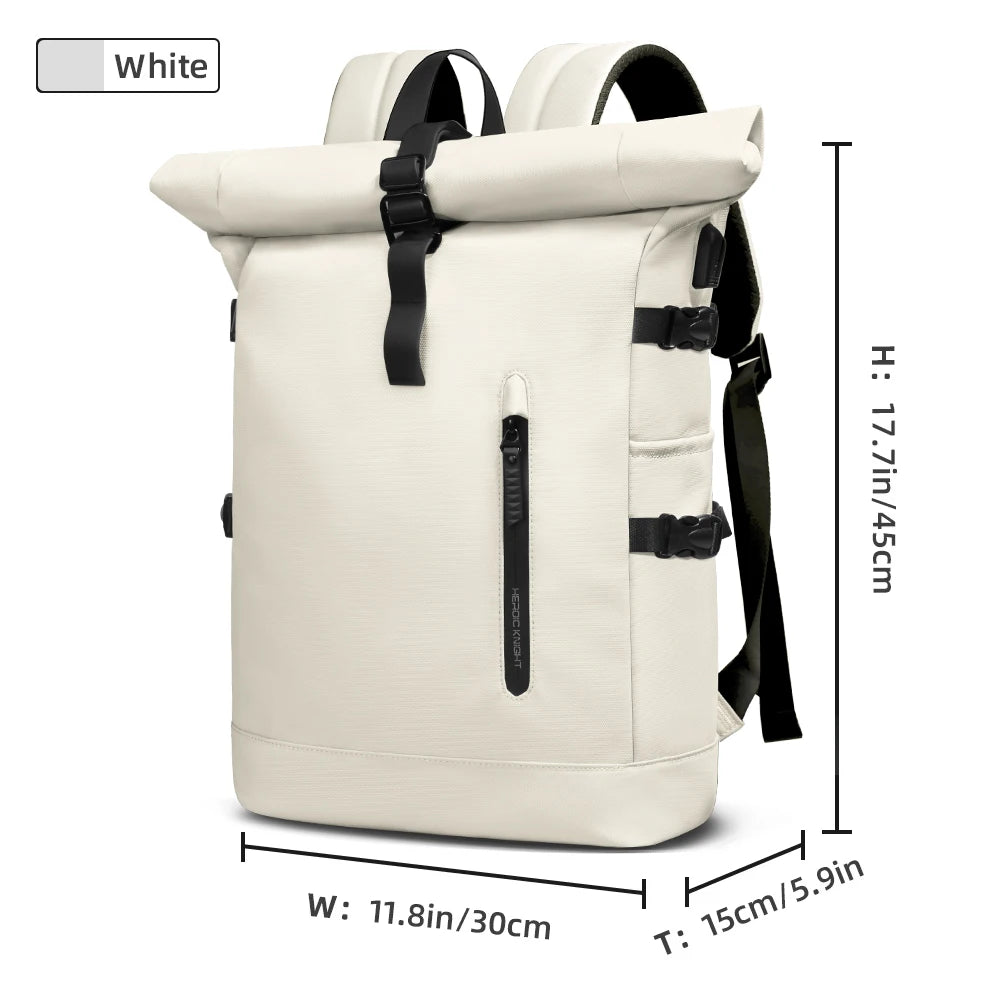 Zaino business uomo roll-top con porta USB e laptop 15.6"