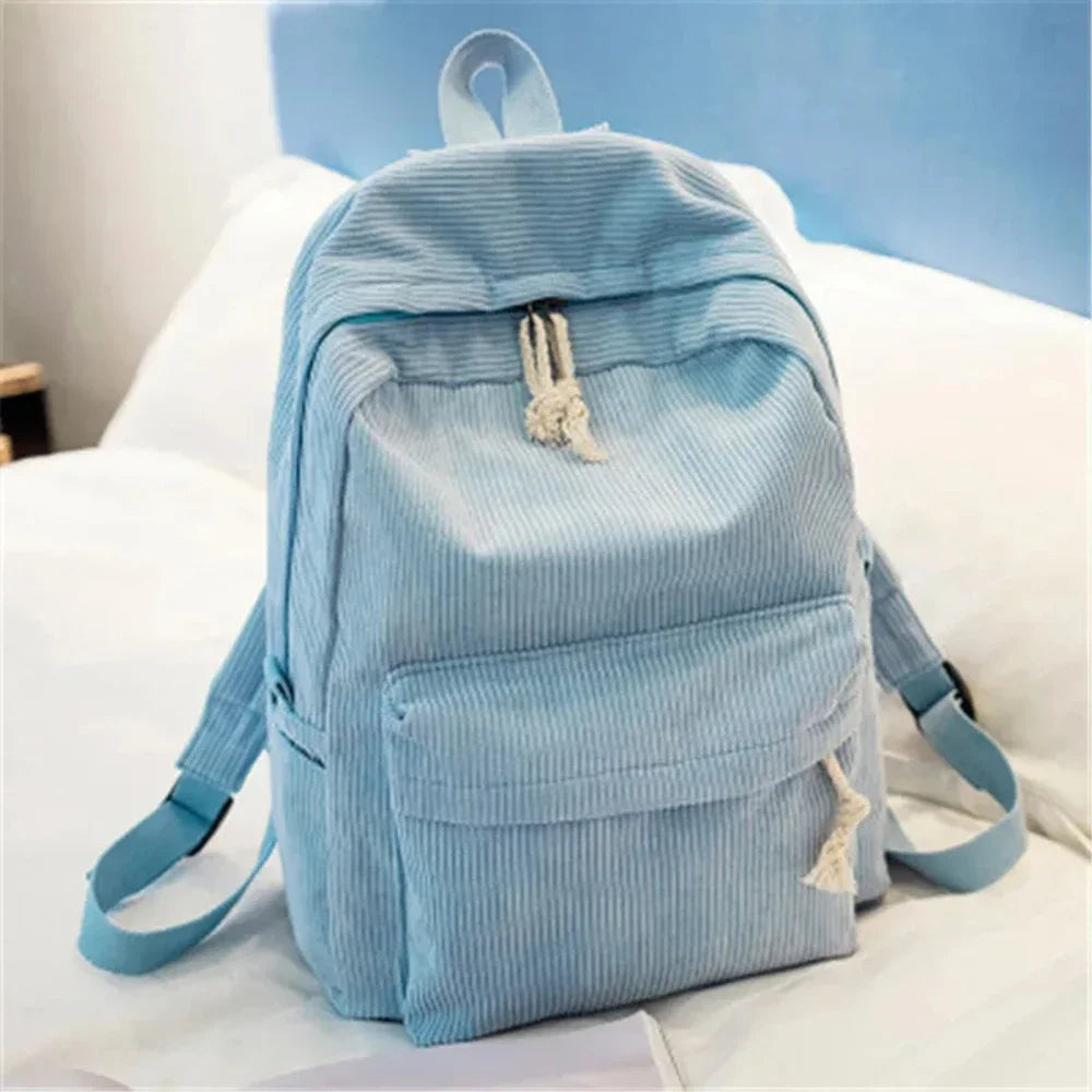 Zaino scuola unisex in velluto a coste, cartella, borsa scuola, zaino casual per scuola e tempo libero