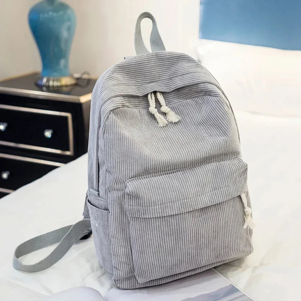 Zaino scuola unisex in velluto a coste, cartella, borsa scuola, zaino casual per scuola e tempo libero