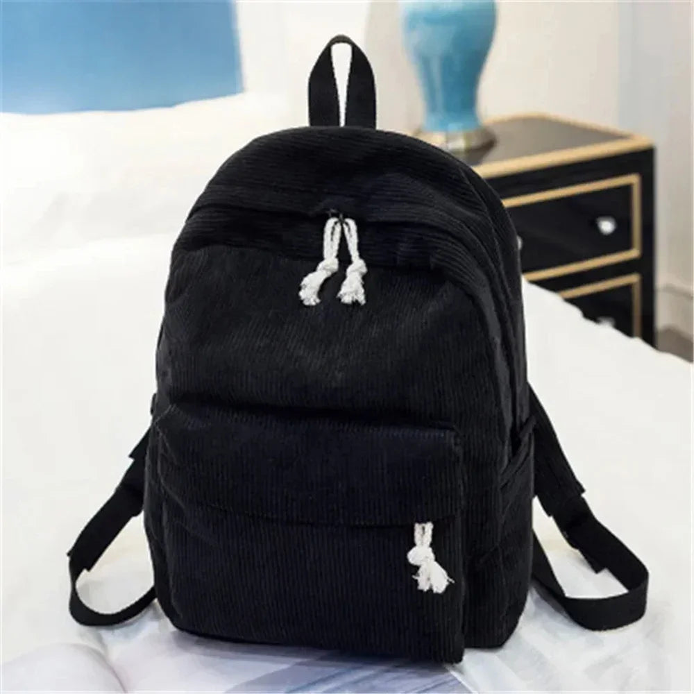 Zaino scuola unisex in velluto a coste, cartella, borsa scuola, zaino casual per scuola e tempo libero