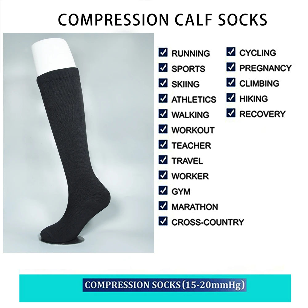 Calze compressive unisex per sport viaggio e anti-fatica