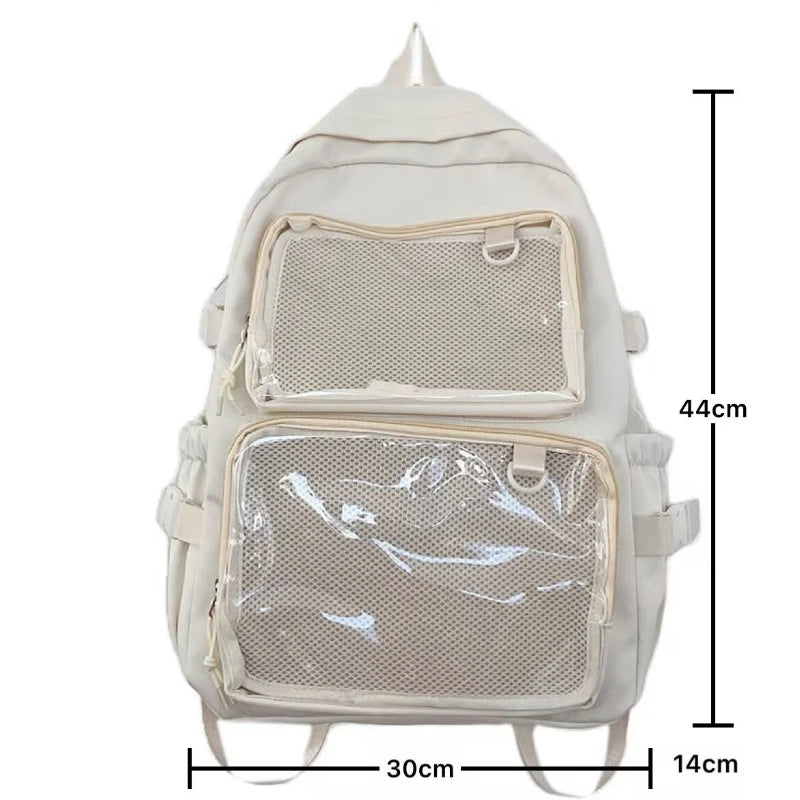 Zaino scuola ragazza Ita Bag rosa con tasche trasparenti, cartella, borsa scuola, zaino capiente grande capacità