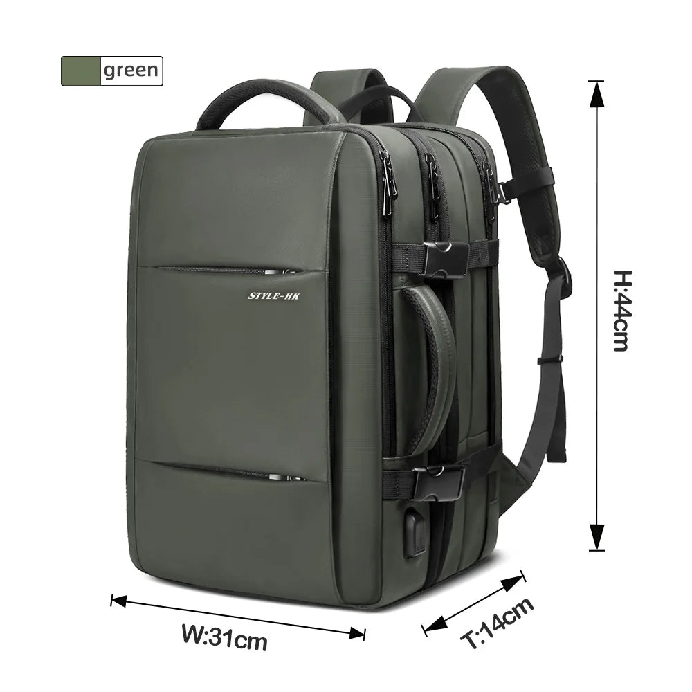 Zaino scuola uomo espandibile con porta USB, zaino business, cartella, borsa scuola, zaino porta PC capiente