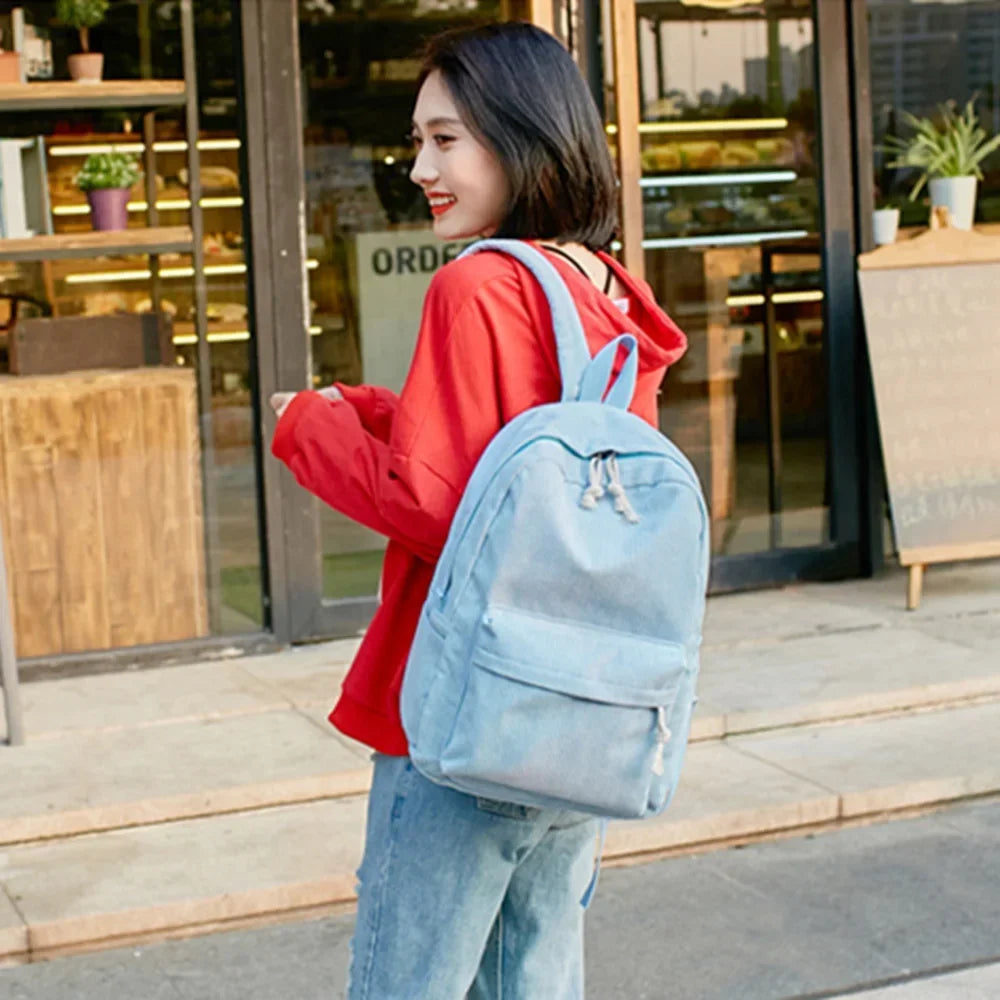 Zaino scuola unisex in velluto a coste, cartella, borsa scuola, zaino casual per scuola e tempo libero
