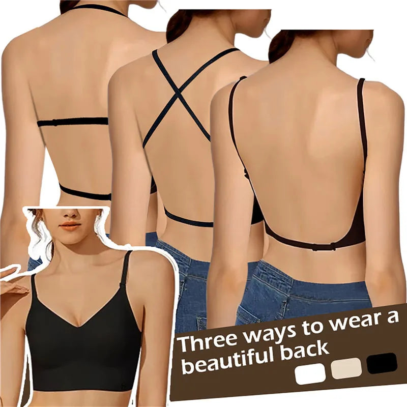 Reggiseno donna push-up invisibile con schiena a U