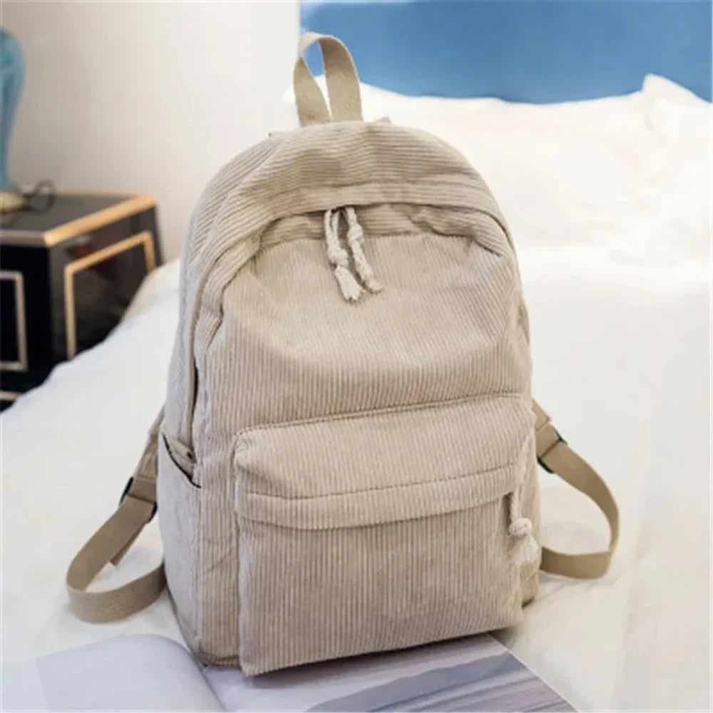 Zaino scuola unisex in velluto a coste, cartella, borsa scuola, zaino casual per scuola e tempo libero