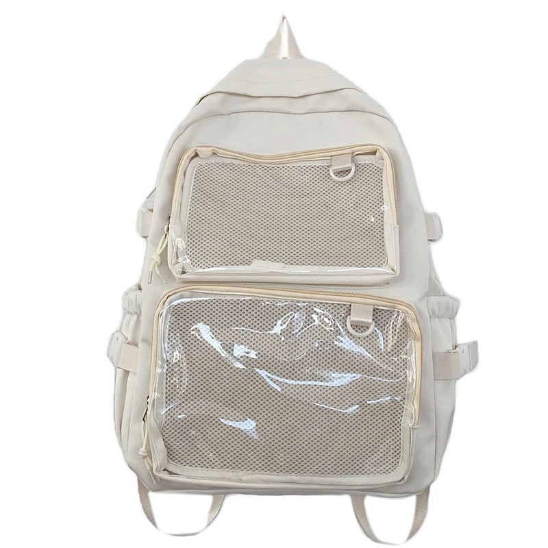 Zaino scuola ragazza Ita Bag rosa con tasche trasparenti, cartella, borsa scuola, zaino capiente grande capacità