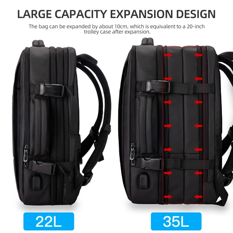 Zaino scuola uomo espandibile con porta USB, zaino business, cartella, borsa scuola, zaino porta PC capiente