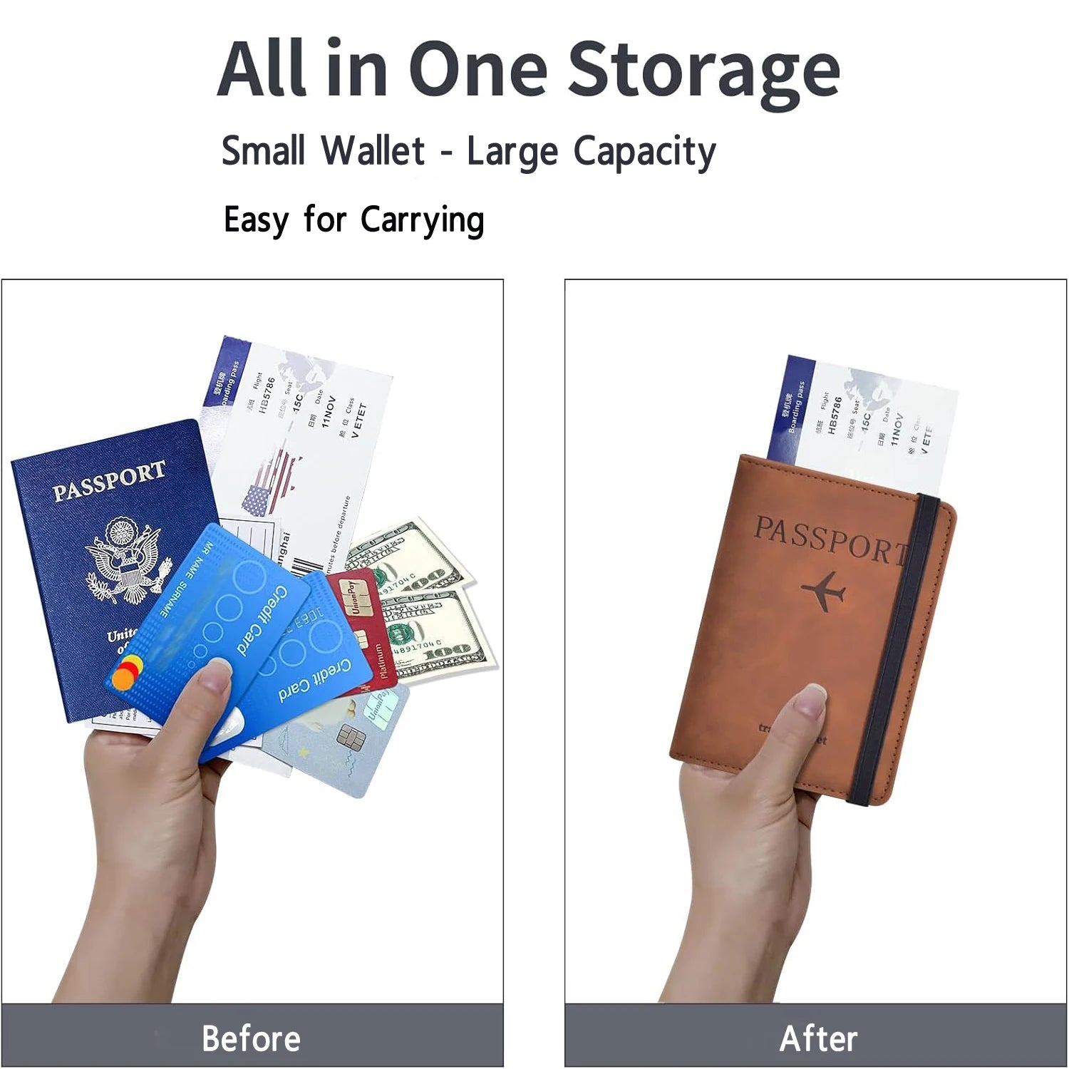 Porta passaporto unisex in PU con organizer viaggio