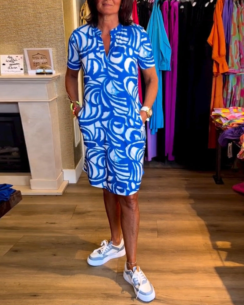 Abito estivo da donna stampato con scollo a V