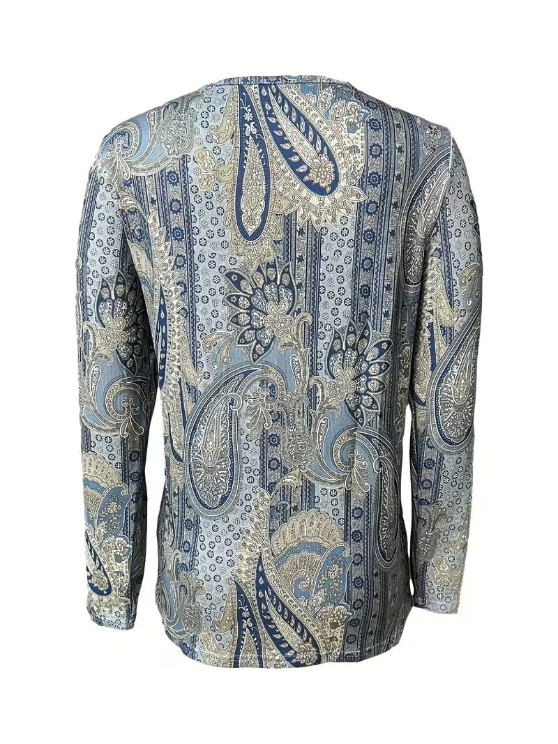 Top donna con stampa paisley e scollo drappeggiato