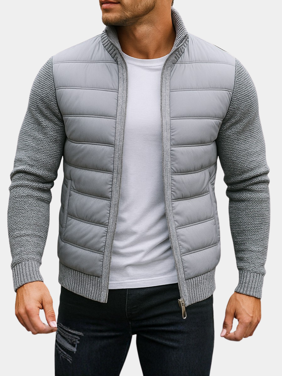 Giacca uomo trapuntata con maniche in maglia e zip