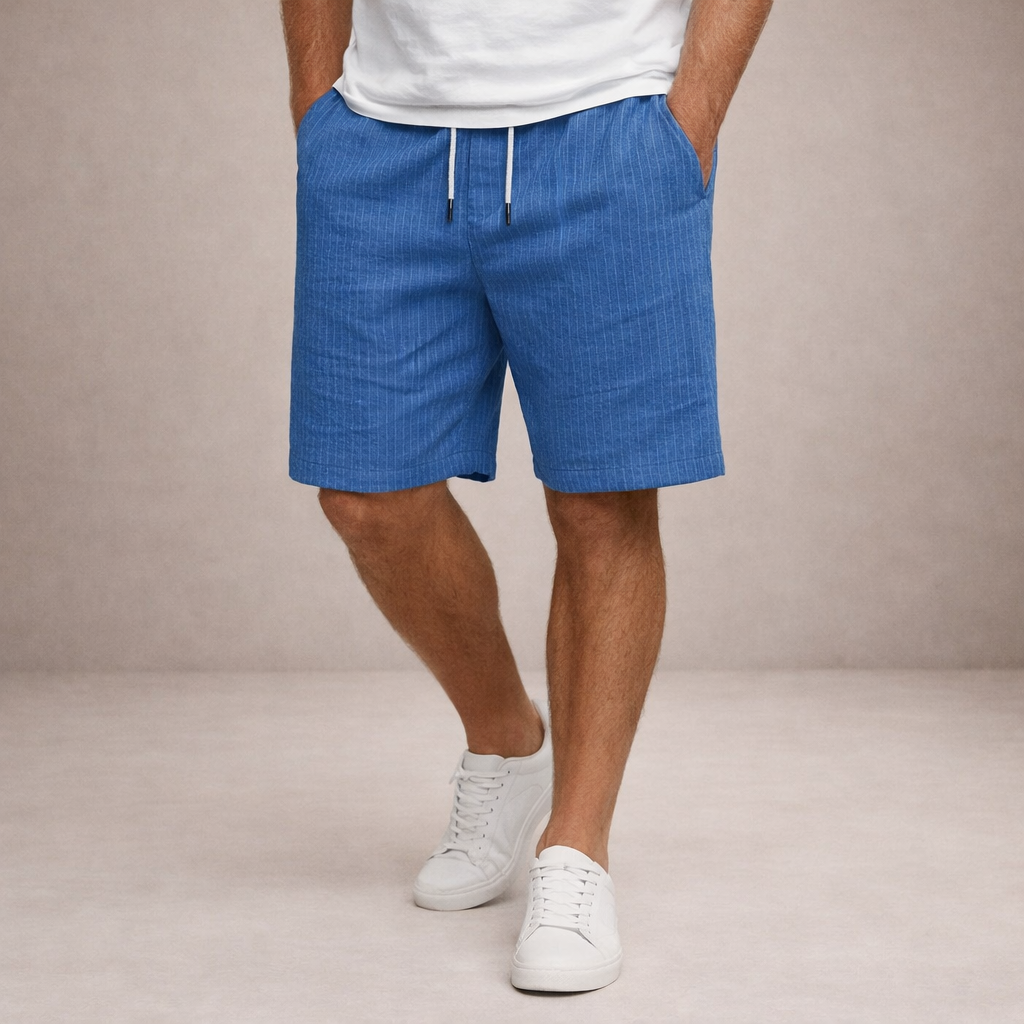 Shorts uomo estivi in lino con vita regolabile