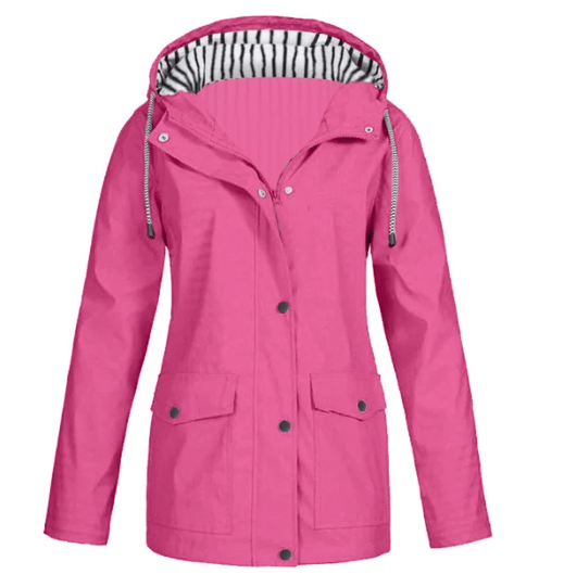 Giacca impermeabile donna con cappuccio e tasche frontali