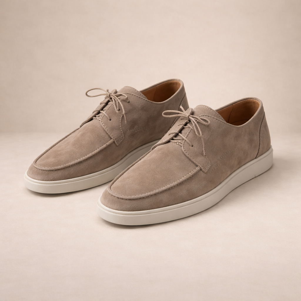 Mocassini uomo in suede con lacci e punta chiusa