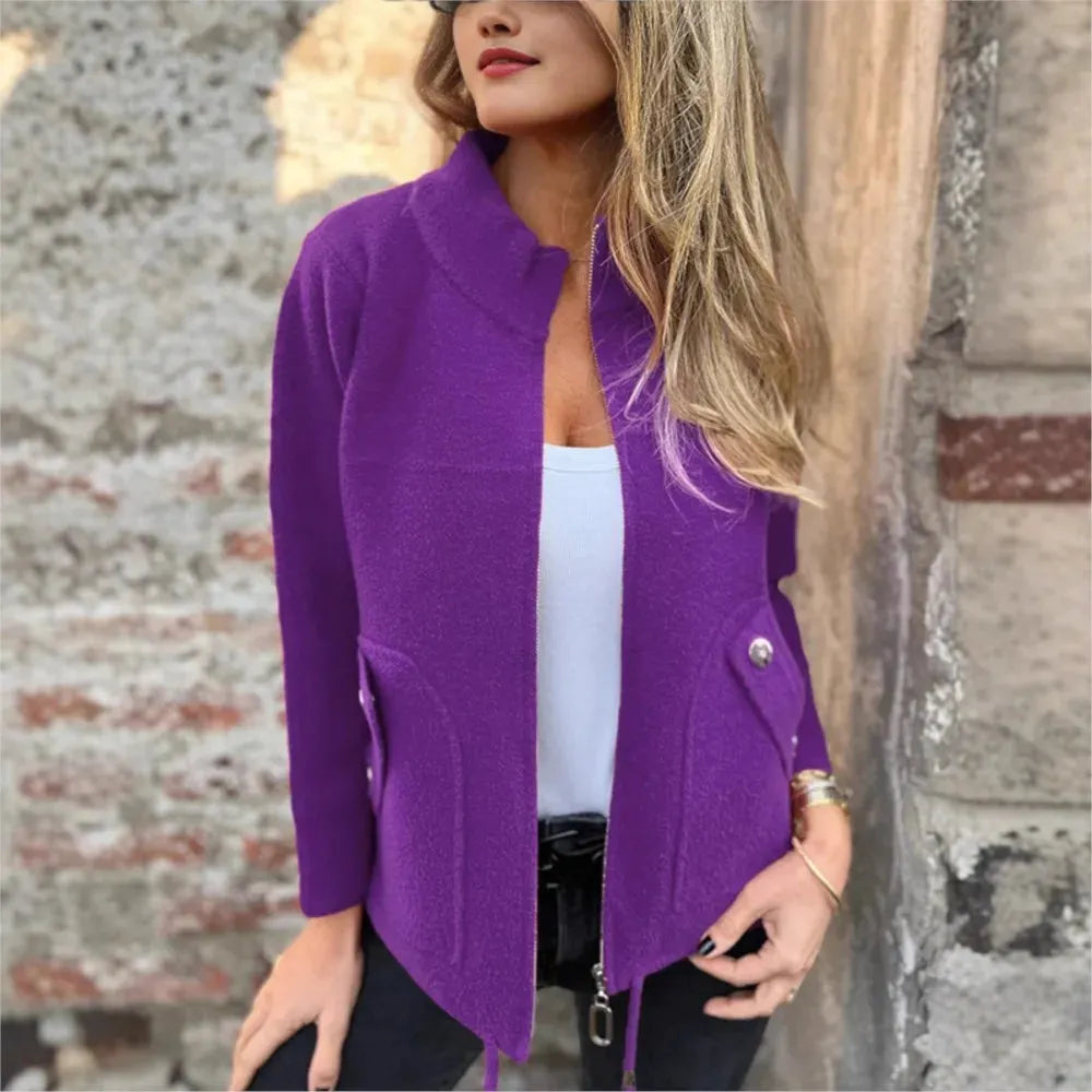 Giacca donna con zip e colletto alto