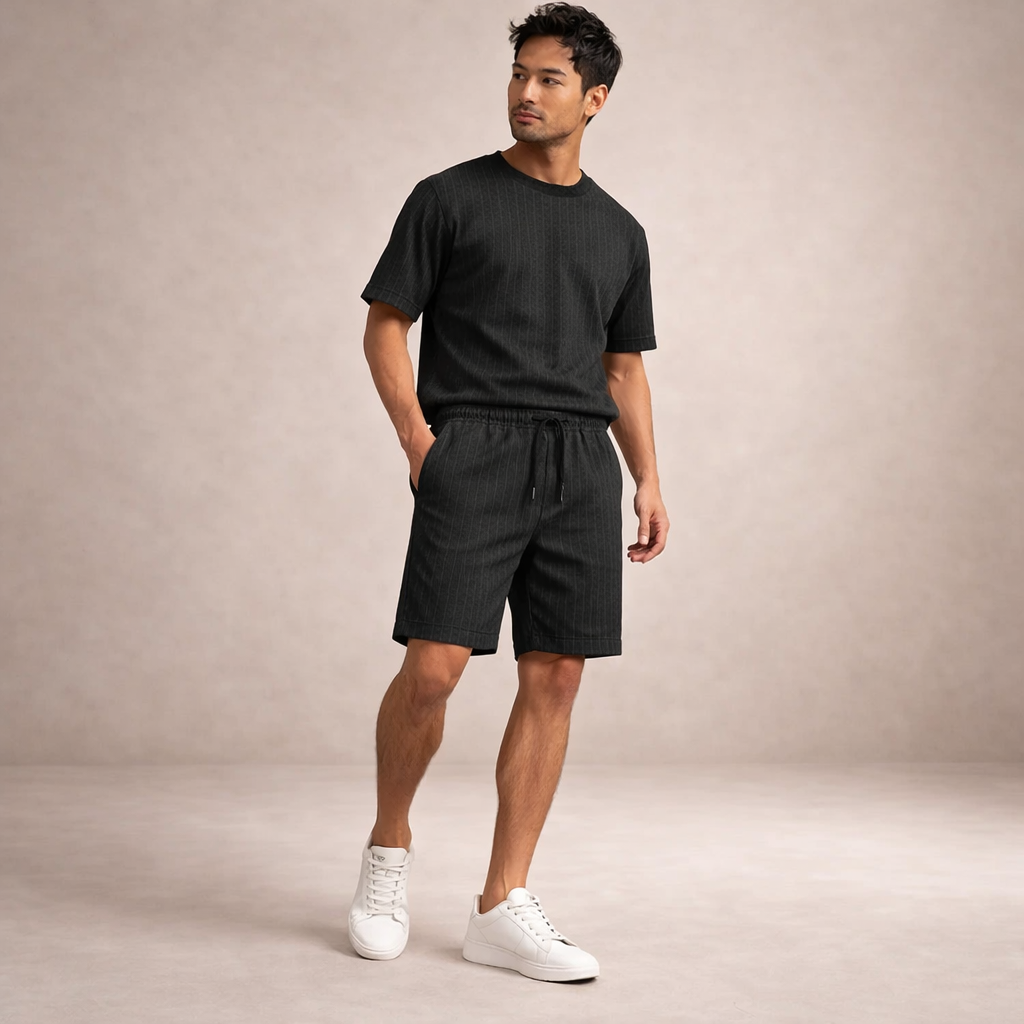 Shorts uomo estivi in lino con vita regolabile