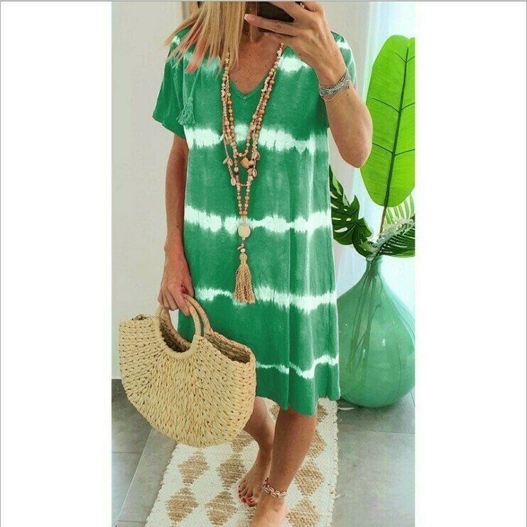 Abito estivo da donna tie-dye con scollo a V