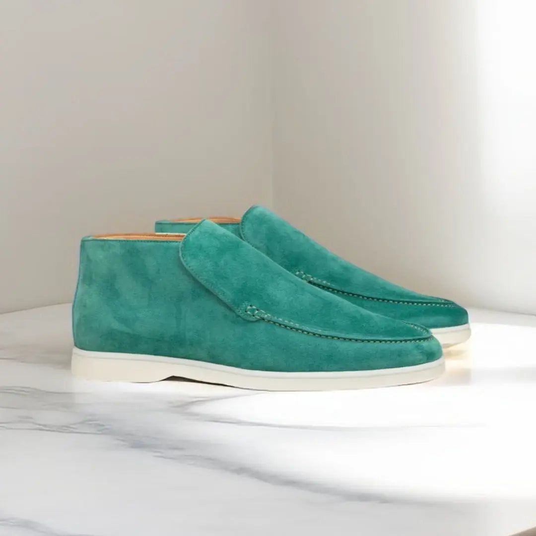 Mocassini uomo in suede con cuciture slip-on