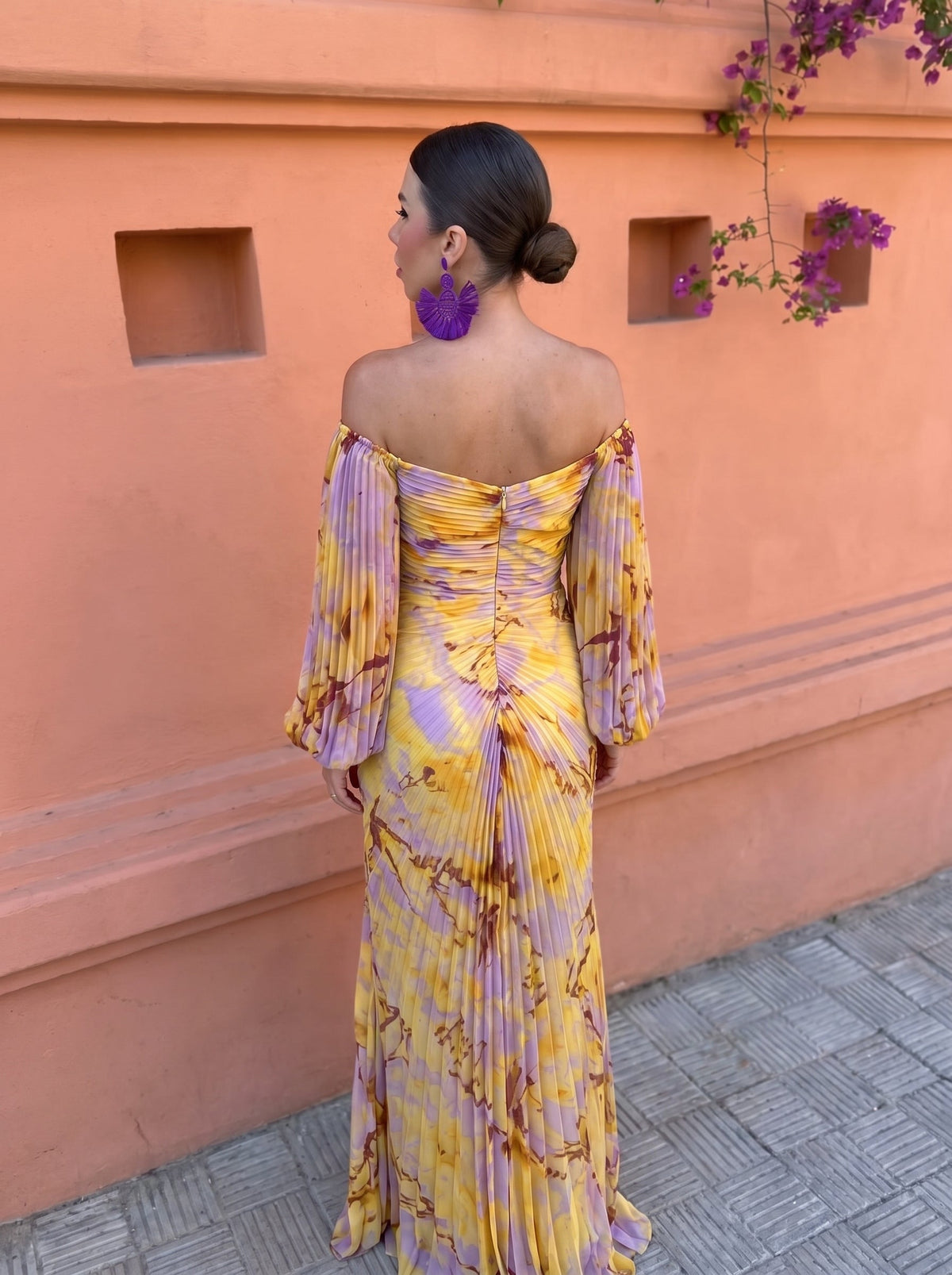 Abito lungo donna floreale con scollatura profonda