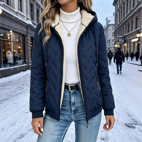Giacca donna imbottita con cappuccio e fodera in pile