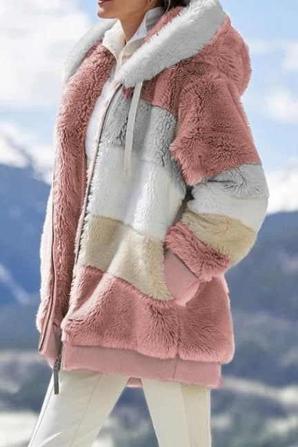 Giacca donna calda con cappuccio e zip