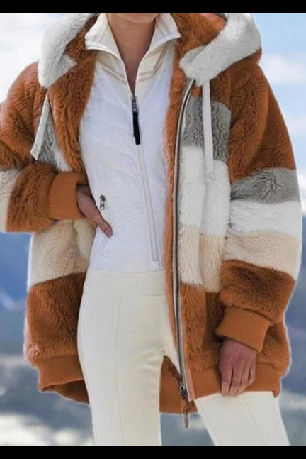 Giacca donna calda con cappuccio e zip