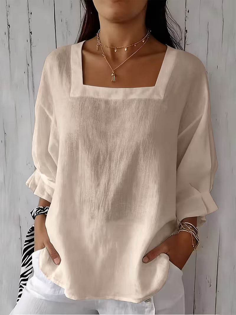 Blusa donna con scollo quadrato e maniche fluide