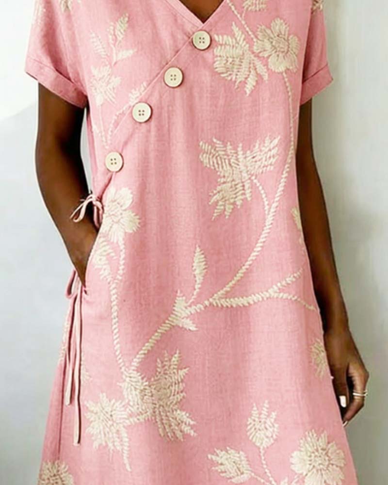 Abito donna floreale con scollo a V