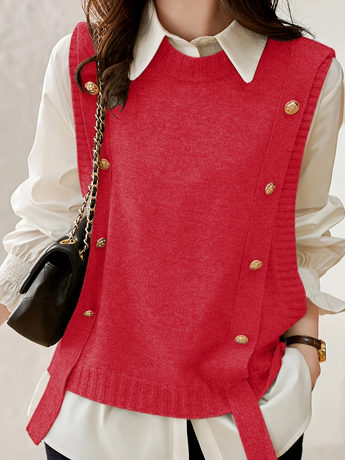 Gilet donna in maglia con bottoni decorativi