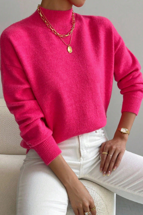 Maglione donna in maglia morbida con collo alto