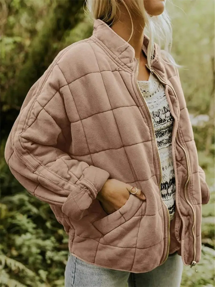 Giacca donna trapuntata in poliestere con zip e tasche