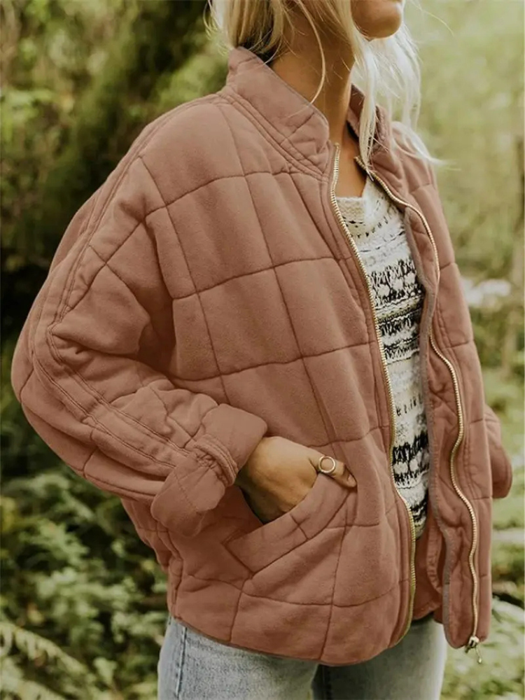 Giacca donna trapuntata in poliestere con zip e tasche