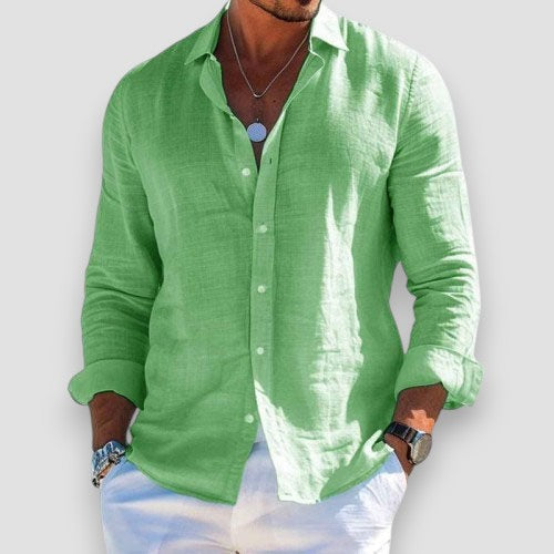 Camicia uomo estiva in cotone poliestere con bottoni