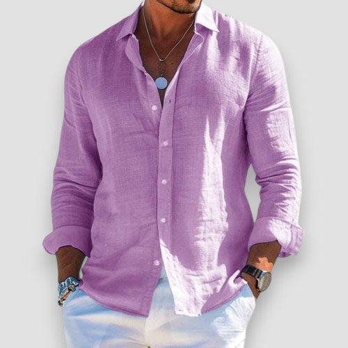 Camicia uomo estiva in cotone poliestere con bottoni