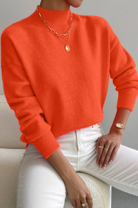 Maglione donna in maglia morbida con collo alto