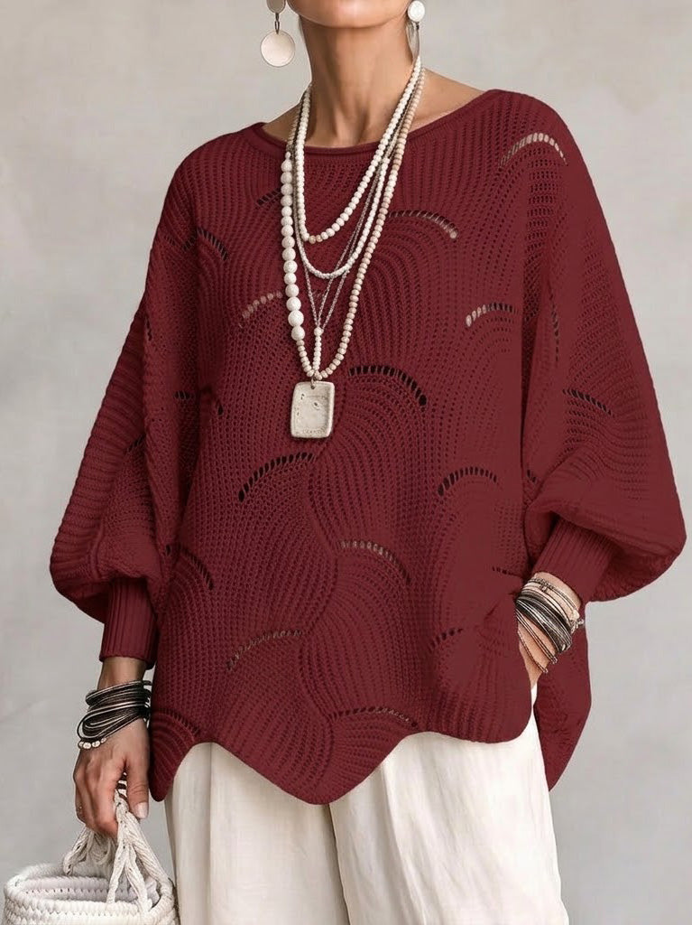 Maglione donna traforato con motivo ondulato