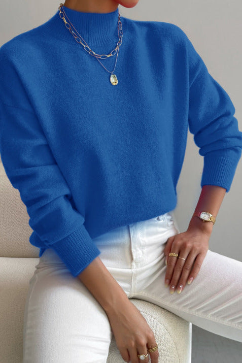 Maglione donna in maglia morbida con collo alto