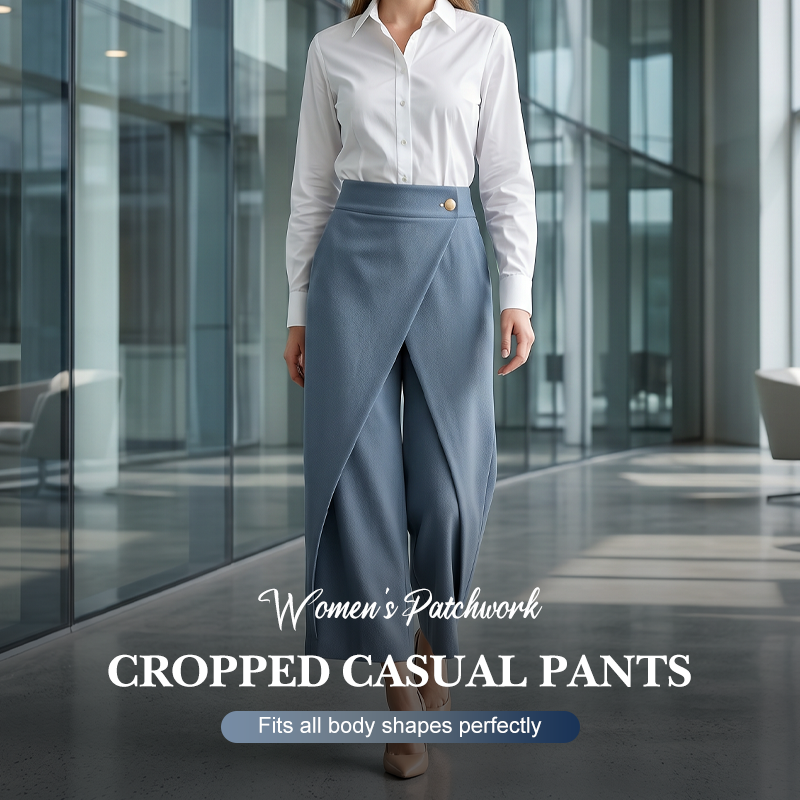 Pantaloni culotte donna effetto gonna con pannello incrociato