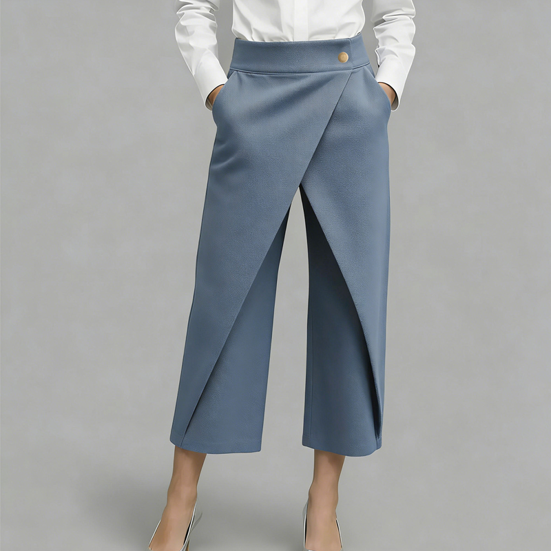 Pantaloni culotte donna effetto gonna con pannello incrociato