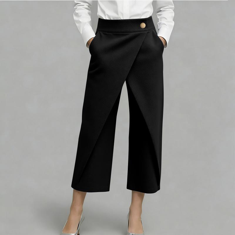 Pantaloni culotte donna effetto gonna con pannello incrociato