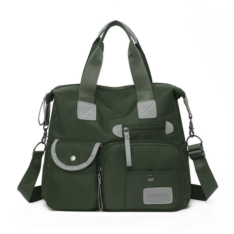 Borsa tote donna grande impermeabile in nylon con tasche