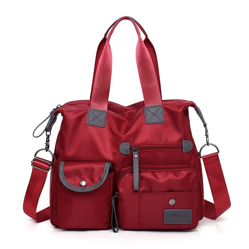 Borsa tote donna grande impermeabile in nylon con tasche