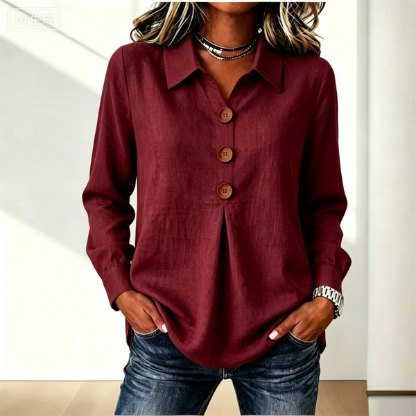 Blusa donna con colletto classico e bottoni