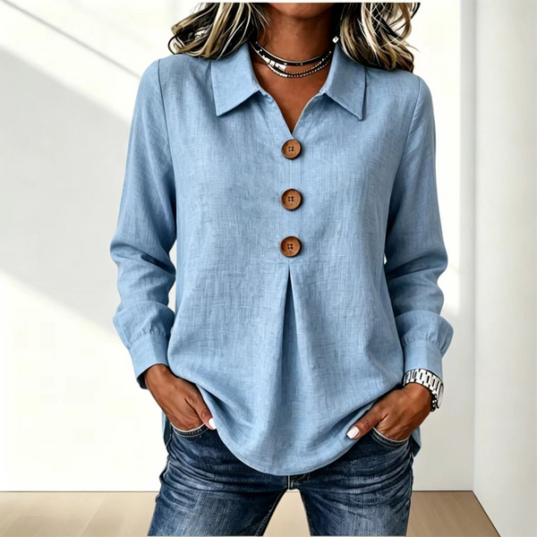 Blusa donna con colletto classico e bottoni