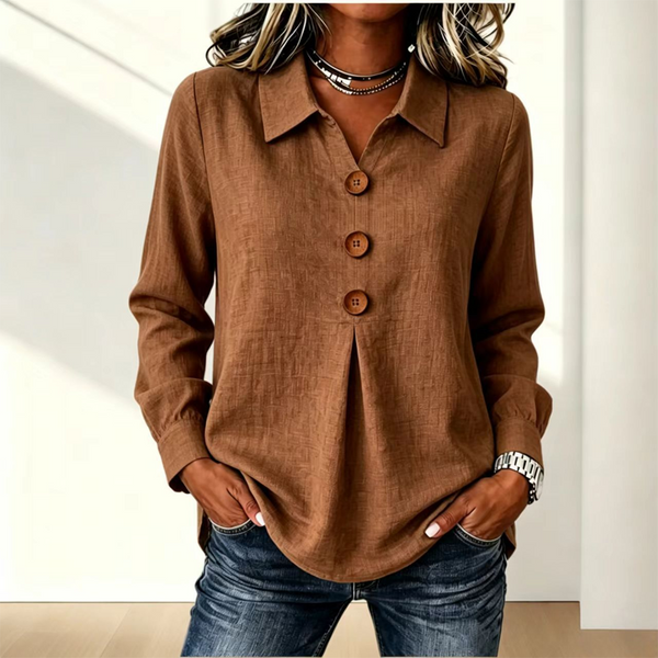 Blusa donna con colletto classico e bottoni
