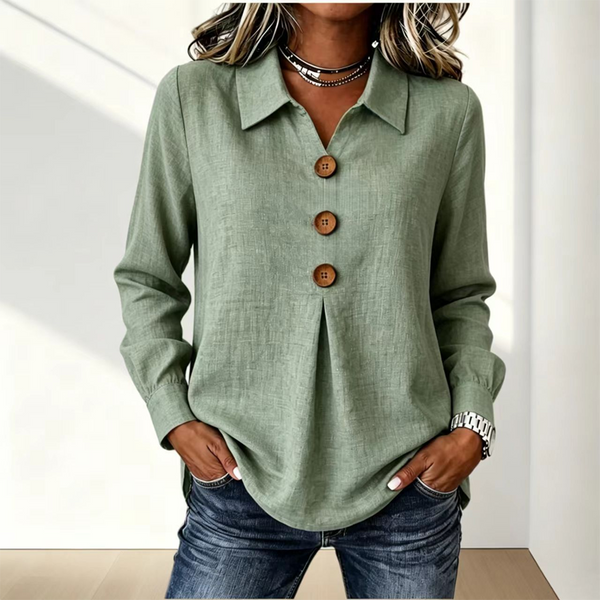 Blusa donna con colletto classico e bottoni
